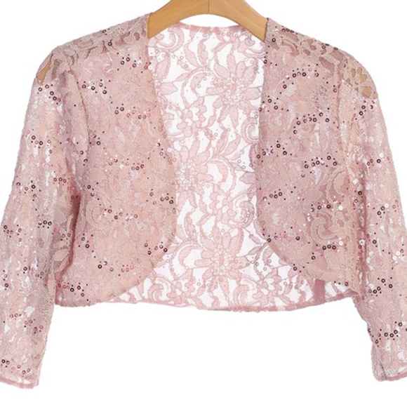 New 3/4 Sleeves Lace Bolero Jacket Mocha Lined - Picture 6 of 7